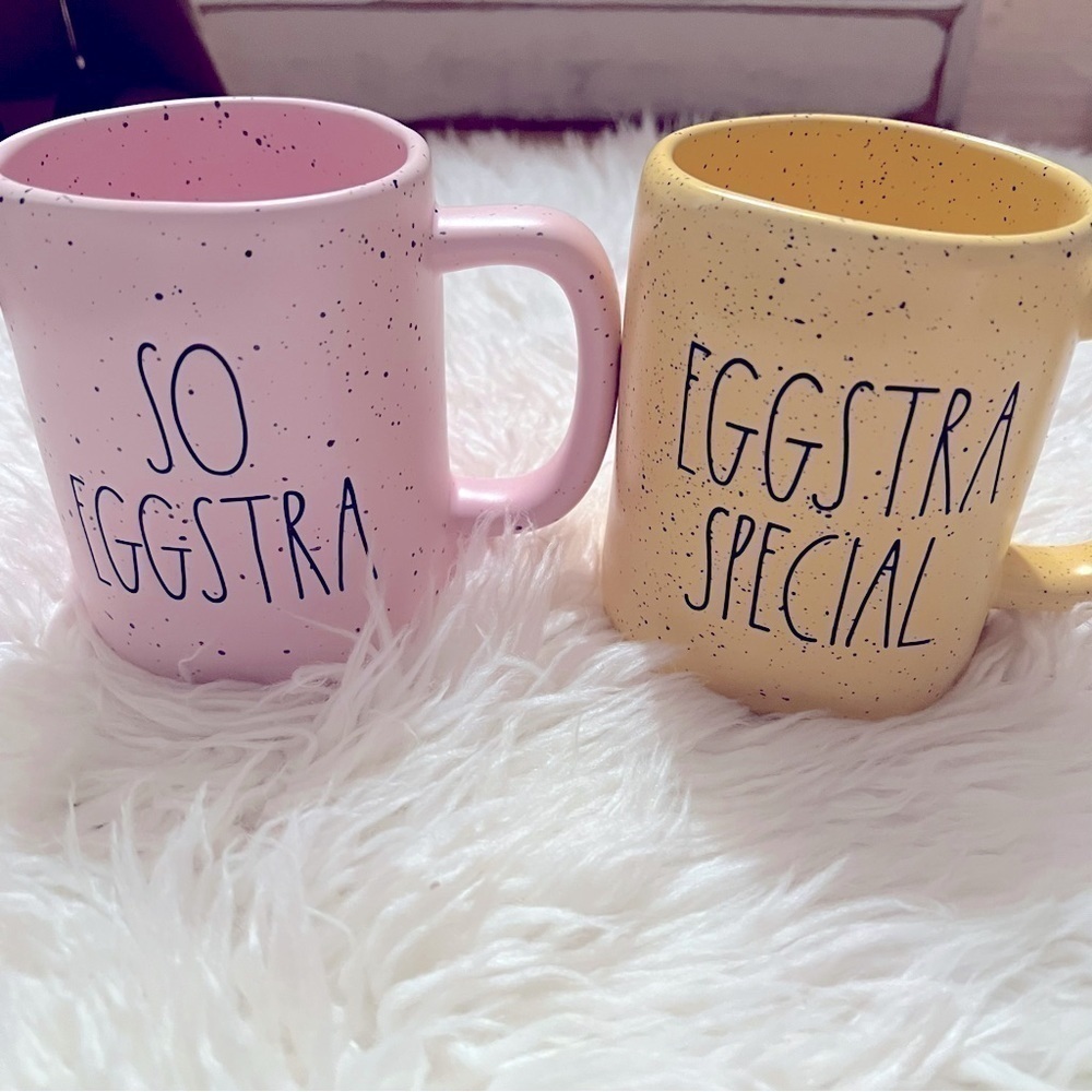 New With Box Easter Rae Dunn Mug Set. So Eggstra And Eggstra Special